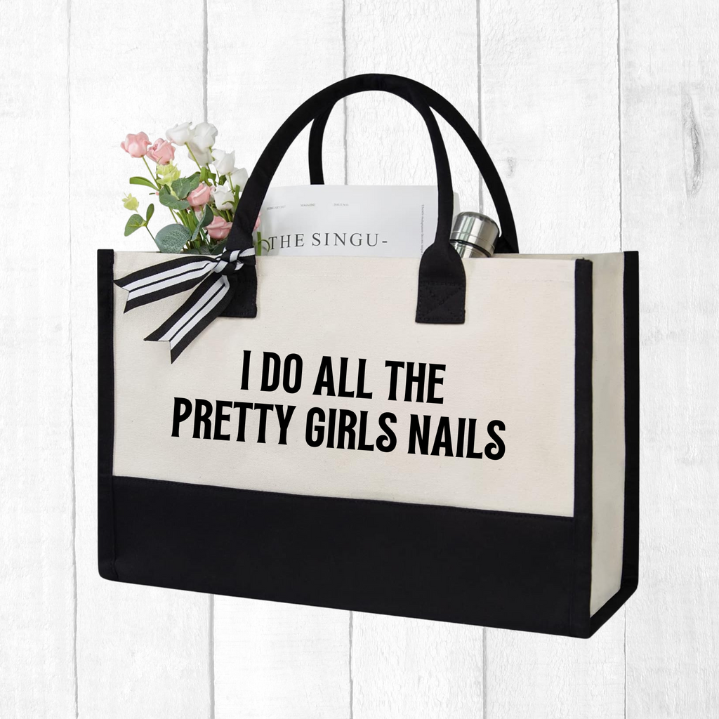 Nail Tech Professional Bag Large Canvas Tote Beauty Supply Storage Solution Black White Design Salon Style Fashion Statement Professional Carrying Case Organization System Workspace Storage Essential Studio Space Premium Quality
