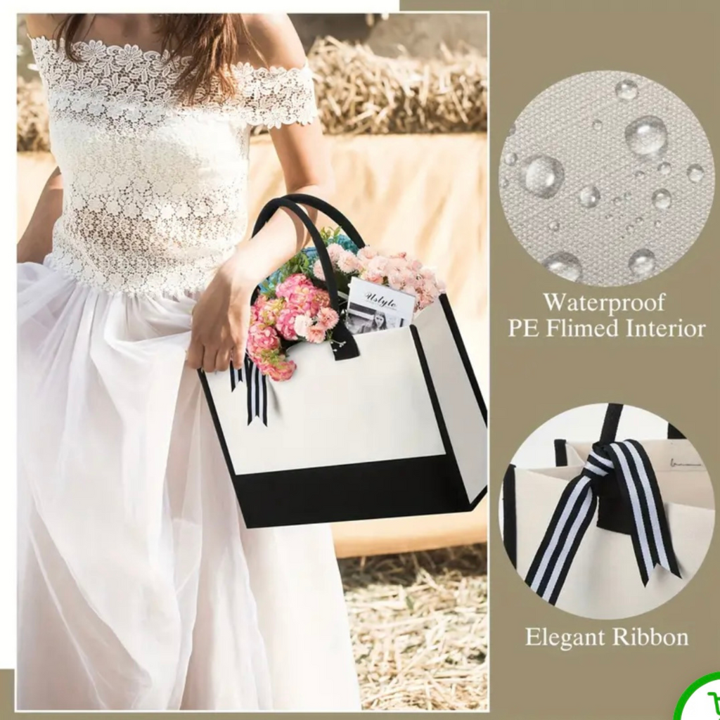 Lash Artist Professional Tote Large Canvas Makeup Storage Bag Beauty Supply Carrier Black White Design Striped Bow Accent Esthetician Work Essential Salon Supply Organization System Premium Quality Construction Stylish Fashion Statement