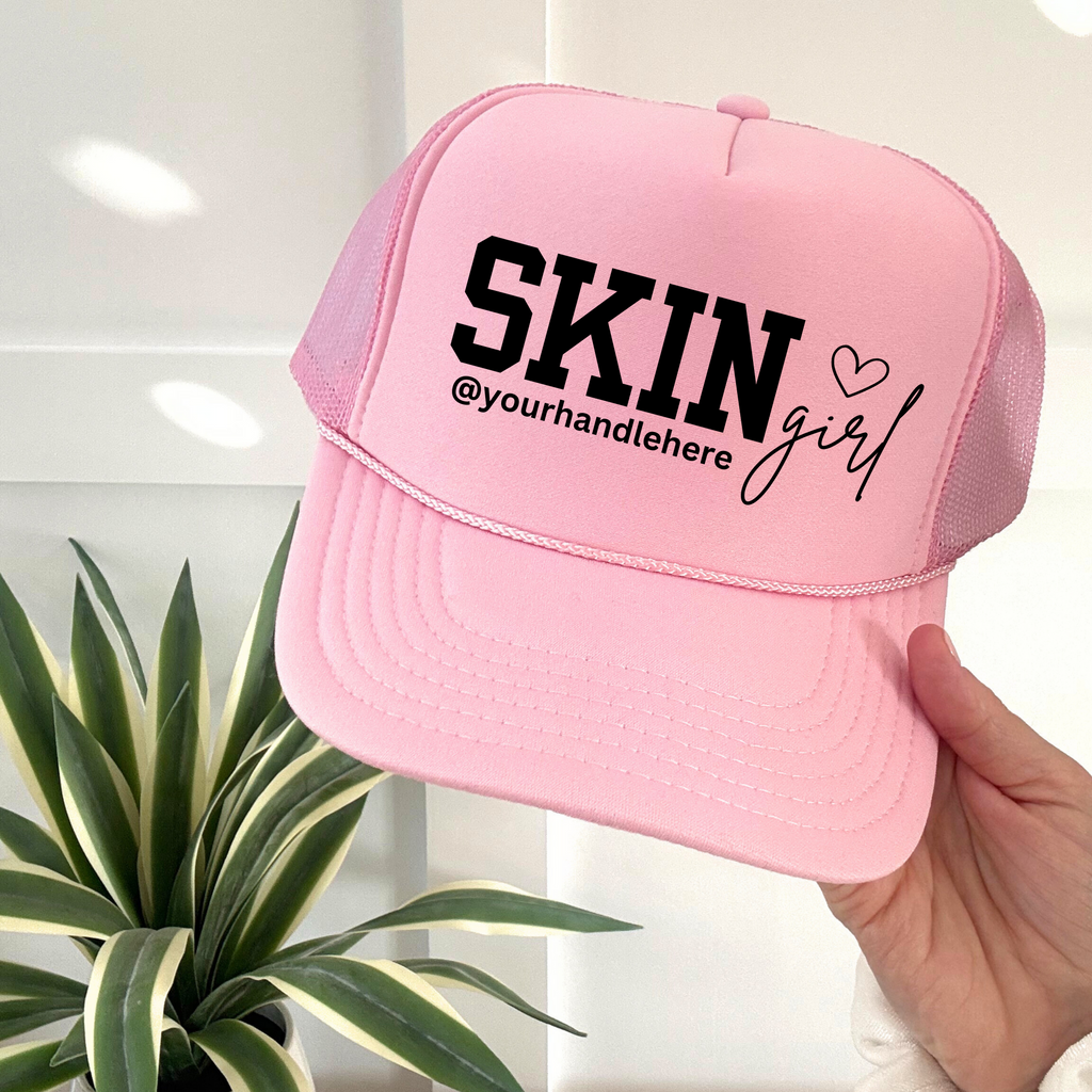 Professional Esthetician Baseball Cap Custom Instagram Handle Design Beauty Business Branding Cotton Structured Hat Social Media Marketing Accessory Personalized Text Options Multiple Color Choices Fashion Forward Style Business Promotion