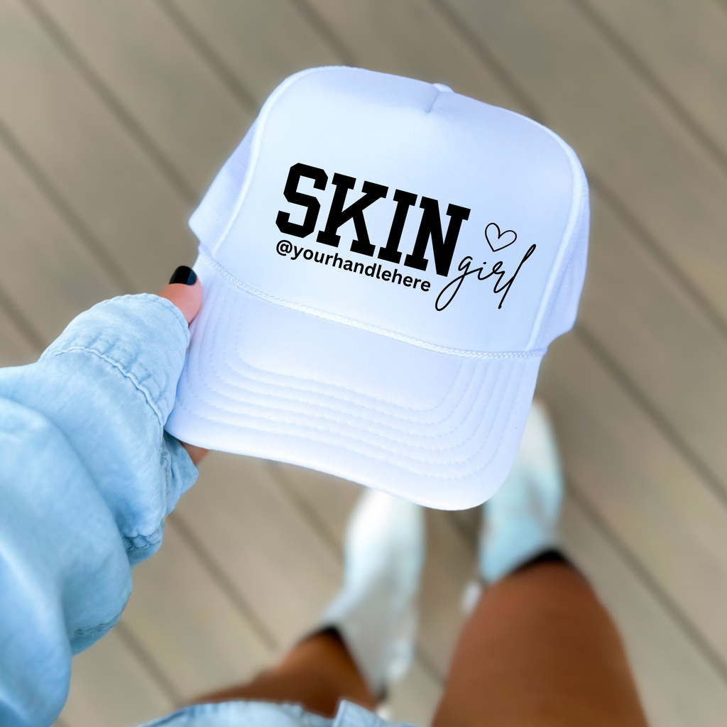 Professional Esthetician Baseball Cap Custom Instagram Handle Design Beauty Business Branding Cotton Structured Hat Social Media Marketing Accessory Personalized Text Options Multiple Color Choices Fashion Forward Style Business Promotion