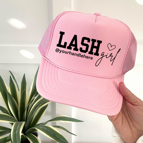 Professional Lash Artist Baseball Cap Custom Instagram Handle Design Beauty Business Branding Cotton Structured Hat Social Media Marketing Accessory Personalized Text Options Multiple Color Choices Fashion Forward Style Business Promotion