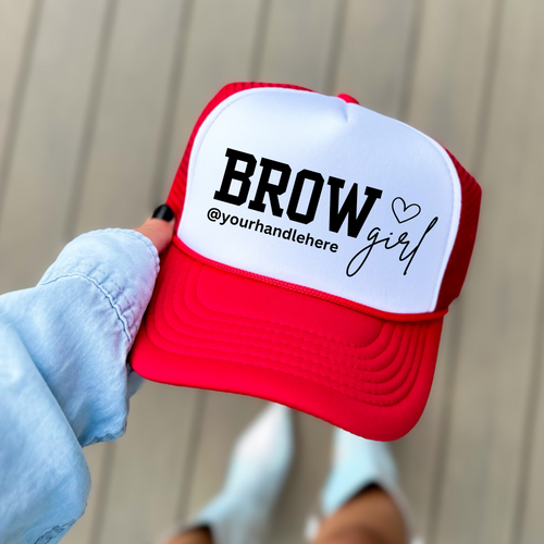Brow Artist Custom Hat Professional Beauty Brand Instagram Handle Design Personalized Business Accessory Structured Cotton Baseball Cap Marketing Tool Social Media Promotion Multiple Color Options Fashion Statement Piece Professional Style